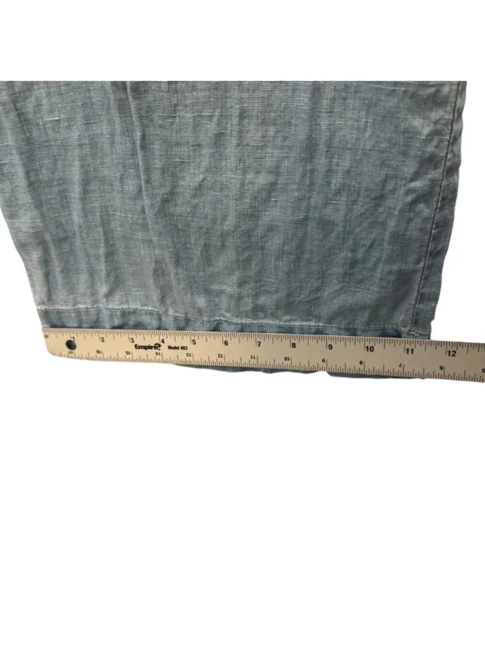 Wide-Leg Linen Women's Pants M Smocked Waist Pull-On Boho Lightly Faded Blue - Picture 9 of 12
